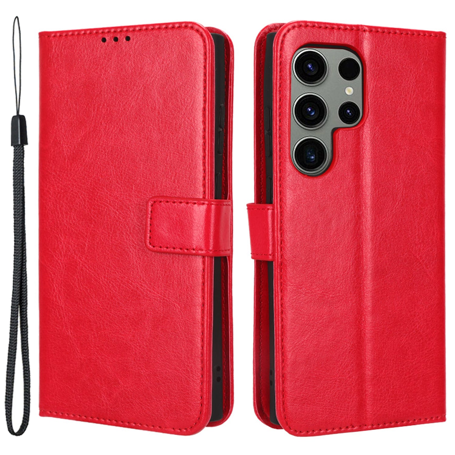 Mobile Phone Case for Samsung Galaxy S23 Ultra Crazy Horse Texture Wallet Stand PU Leather Phone Cover with Strap Mobile Phone Case for Samsung Galaxy S23 Ultra Crazy Horse Texture Wallet Stand PU Leather Phone Cover with Strap